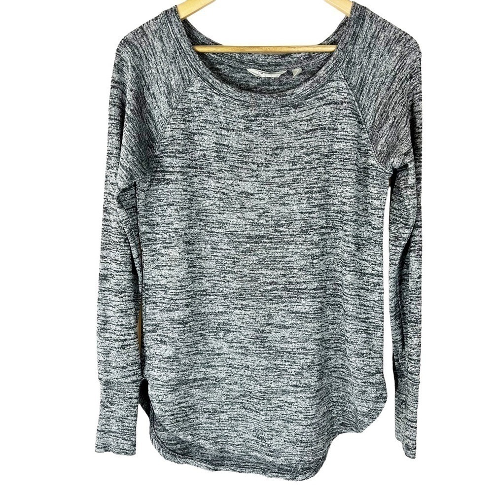 Athleta‎ Gray Space Dye Long Sleeve Raglan Top XS Lounge Athletic Yoga Gym